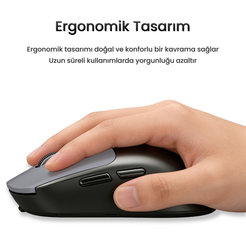 VegGieg G900 Dual-Mode Bluetooth 5.3 ve 2.4GHz 3600DPI Ekranlı Şarjlı Optik Kablosuz Mouse Siyah - 7