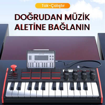 VegGieg Lightning to MIDI USB-B iPhone iPad Uyumlu Müzik Enstrüman Kablosu - 5