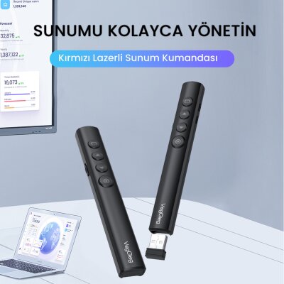 VegGieg LP003 Kırmızı Lazer Presenter Kablosuz Sunum Kumandası - 2