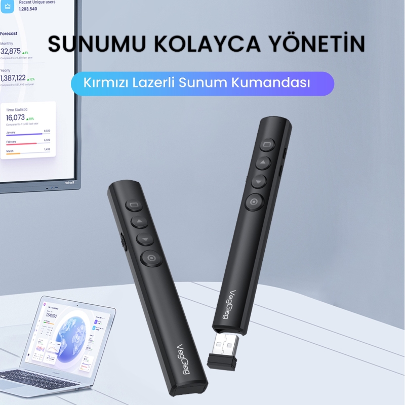 VegGieg LP003 Kırmızı Lazer Presenter Kablosuz Sunum Kumandası - 2