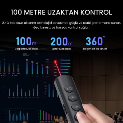 VegGieg LP003 Kırmızı Lazer Presenter Kablosuz Sunum Kumandası - 3