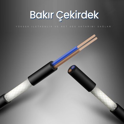 VegGieg 3.5mm AUX to 2 RCA Ses Kablosu 10 Metre - 6