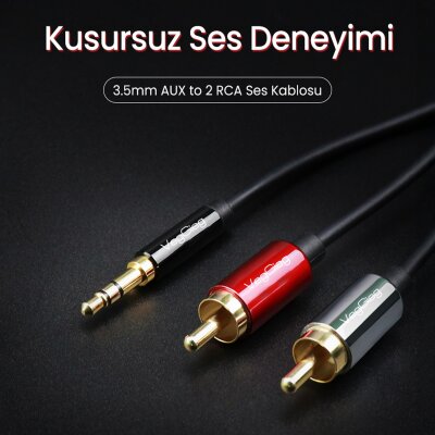 VegGieg 3.5mm AUX to 2 RCA Ses Kablosu 5 Metre - 2
