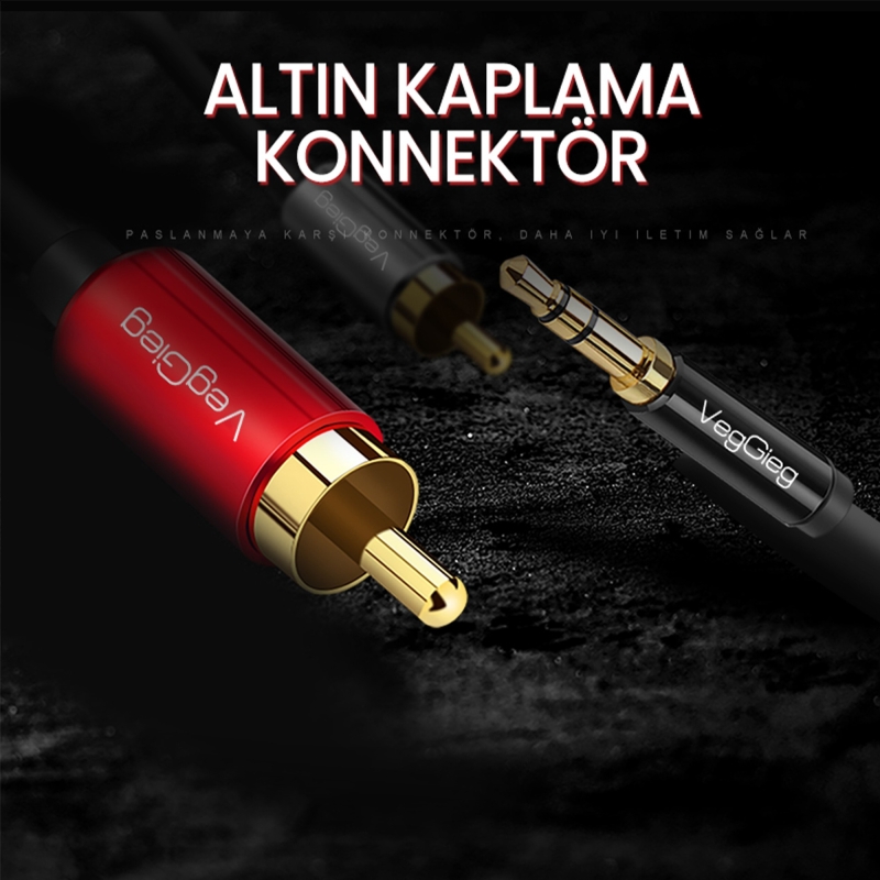 VegGieg 3.5mm AUX to 2 RCA Ses Kablosu 5 Metre - 4