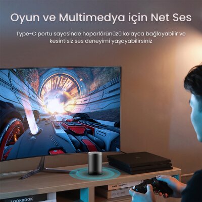 VegGieg Type-C to 3.5mm Aux ve Mikrofon Dönüştürücü Adaptör DAC Chip HiFi Ses Kartı - 3