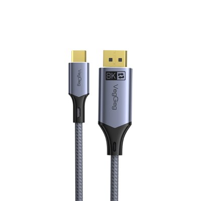 VegGieg Type-C to DP Kablo 8K 60Hz 4K 240Hz HDR ARC 48Gbps Örgülü Çift Yönlü Görüntü Kablosu 2 Metre - 8