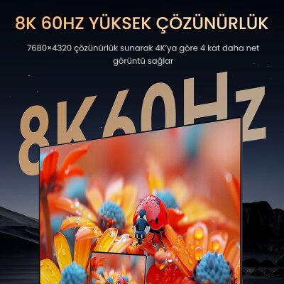 VegGieg Type-C to HDMI Kablo 8K 60Hz 4K 240Hz HDR 3D 48Gbps Örgülü USB-C to HDMI Kablo 2 Metre - 2