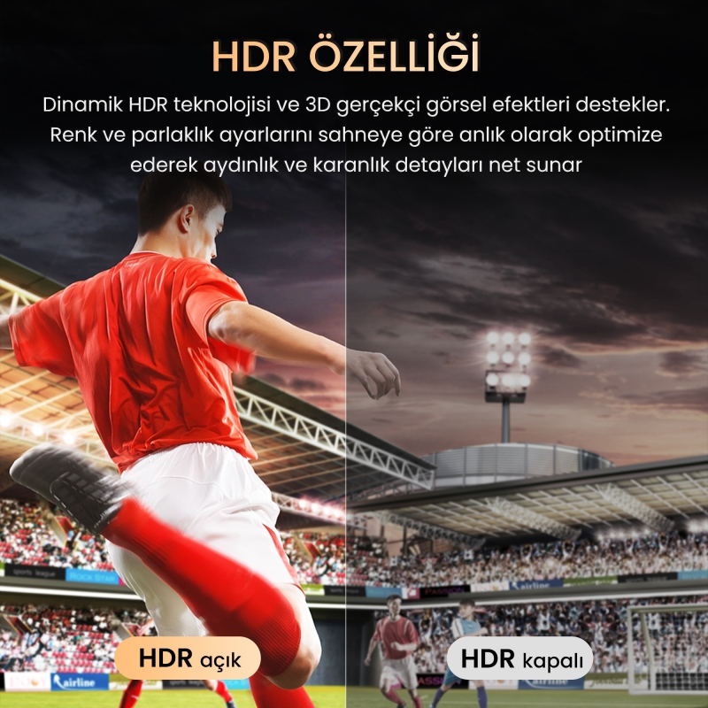 VegGieg Type-C to HDMI Kablo 8K 60Hz 4K 240Hz HDR 3D 48Gbps Örgülü USB-C to HDMI Kablo 2 Metre - 3