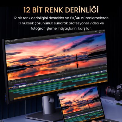 VegGieg Type-C to HDMI Kablo 8K 60Hz 4K 240Hz HDR 3D 48Gbps Örgülü USB-C to HDMI Kablo 2 Metre - 4
