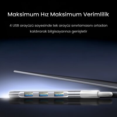 VegGieg Type-C to USB 3.0 4 Port 3*USB 2.0 ve 1*USB 3.0 Çoklayıcı Hub - 5
