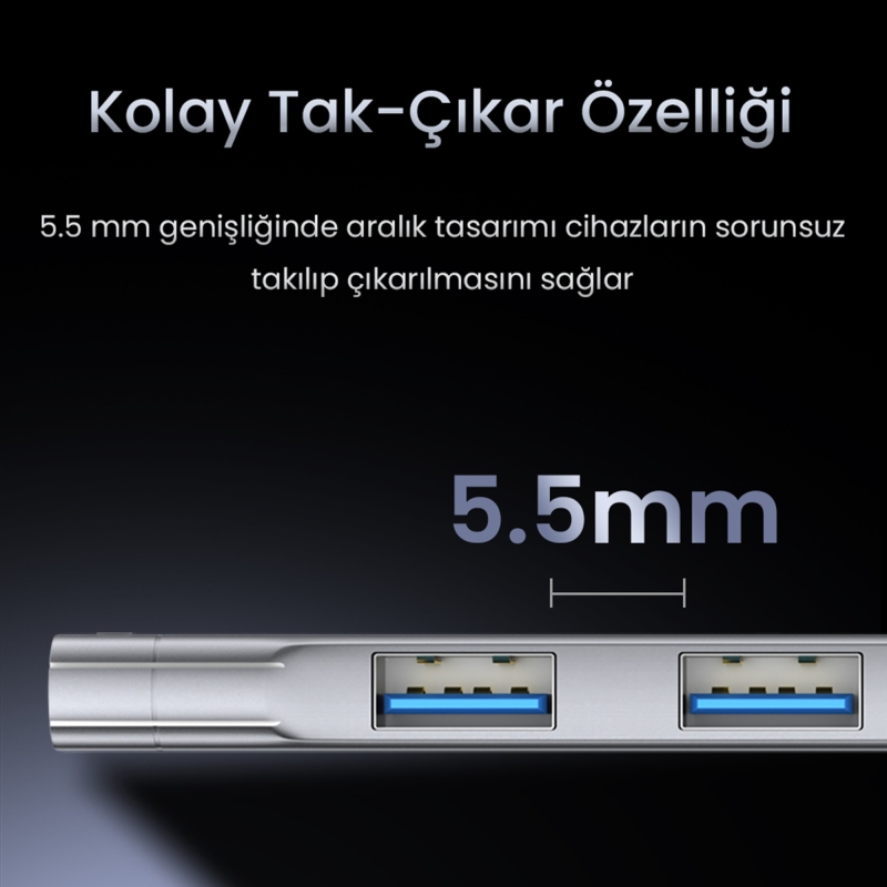 VegGieg Type-C to USB 3.0 4 Port 3*USB 2.0 ve 1*USB 3.0 Çoklayıcı Hub - 6