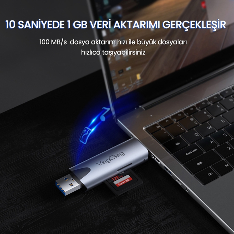 VegGieg Type-C ve USB 2.0 SD-MicroSD TF Kart Okuyucu - 3
