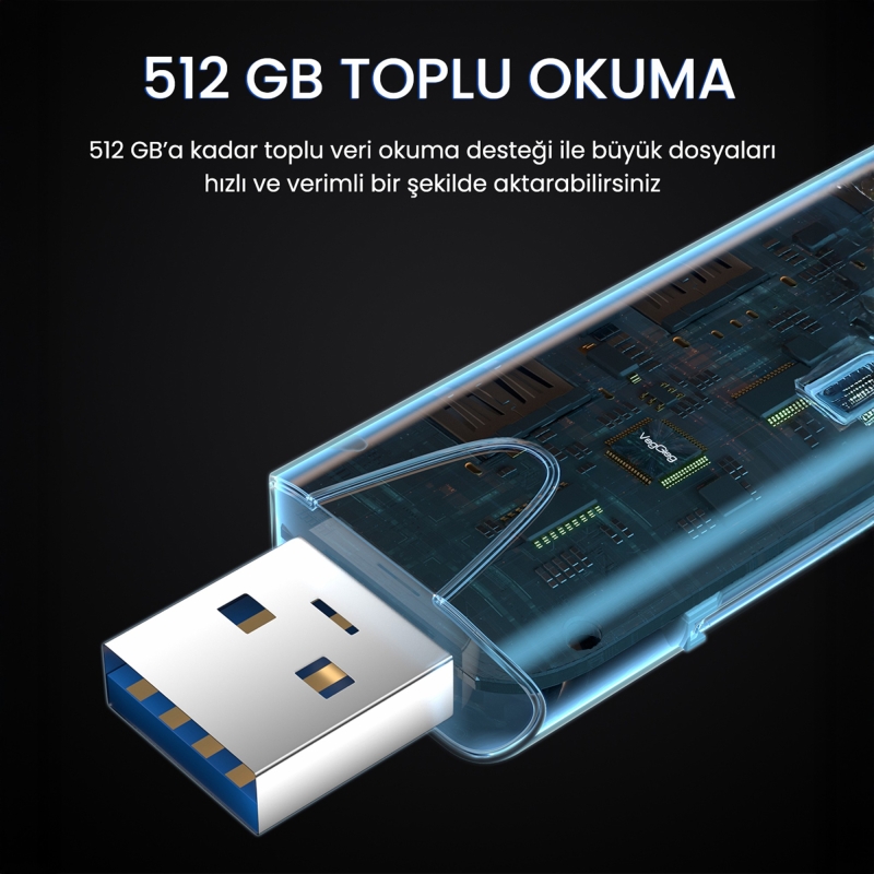 VegGieg Type-C ve USB 2.0 SD-MicroSD TF Kart Okuyucu - 4