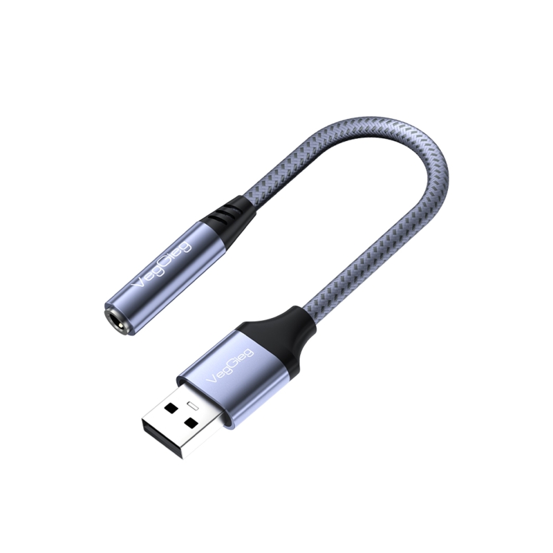 VegGieg USB-A to 3.5mm Jack Aux Mikrofon Destekli DAC Chip HiFi Ses Kartı - 1