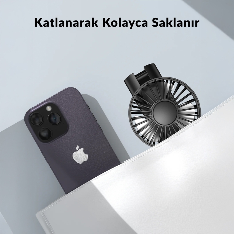 Warmco K38 Ekranlı 4 Kademeli El Vantilatörü 2400mAh Şarjlı Taşınabilir Katlanabilir Standlı Boyun Askılı Soğutucu Fan Pembe - 6
